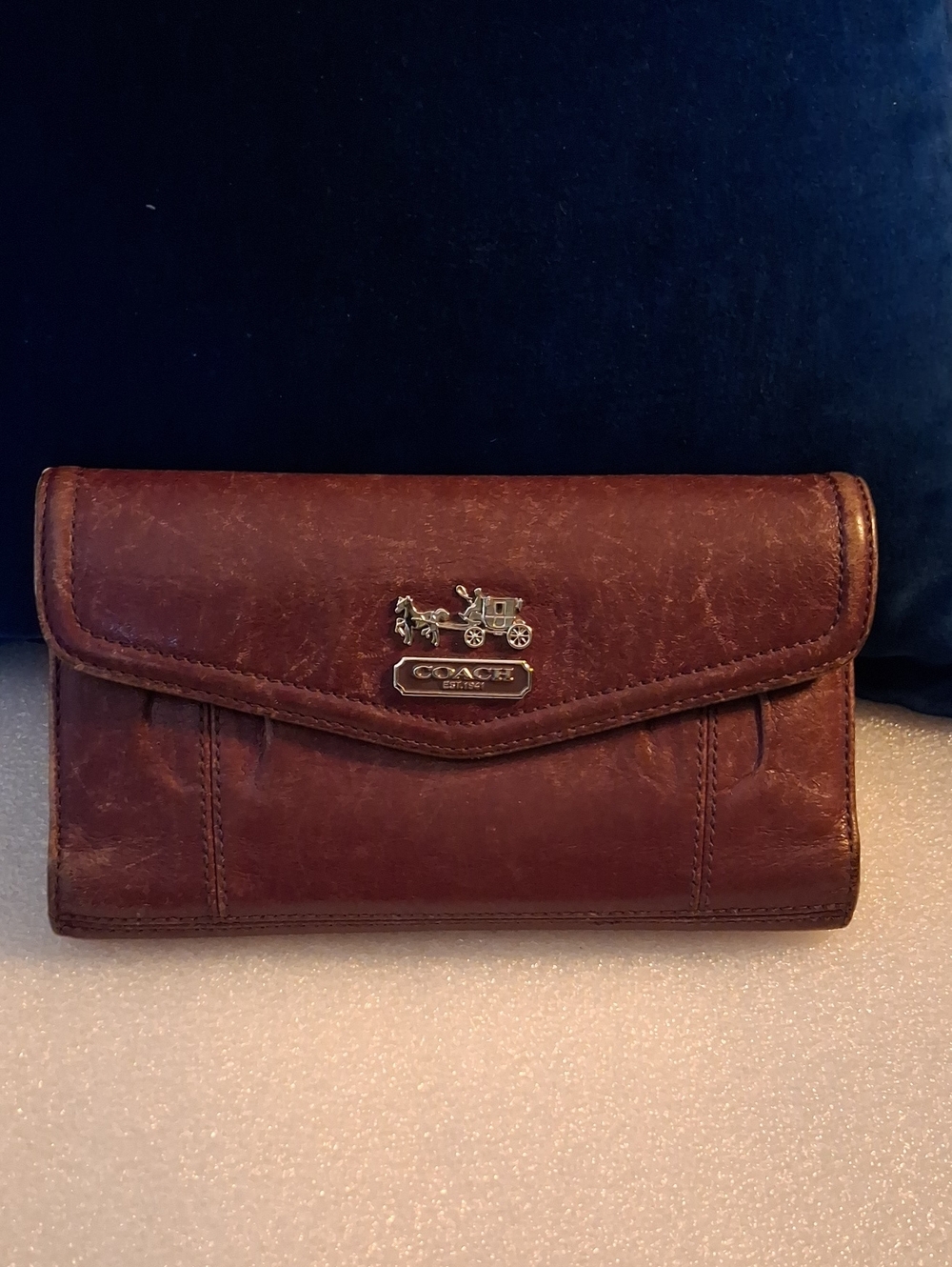 Coach Brown Leather Continental Wallet with Horse & Carriage Emblem